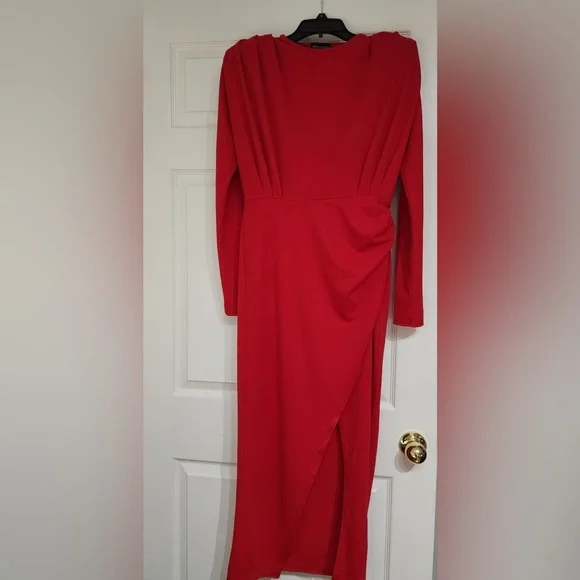 REVOLVE | Dresses | Revolve Pretty Little Thing Red Shoulder Pad Dress Nwt  8 | Poshmark
